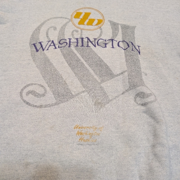 VTG 80s/90s UW Huskies Sweatshirt Men's XL Gray Purple University Of Washington - Picture 3 of 7